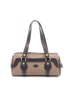Celine Shoulder Bag Macadam Mini Beige Brown Canvas Leather